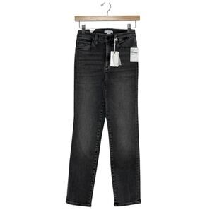 Good American Black Wash Denim Jeans Women’s Button Zip 5-Pocket Solid